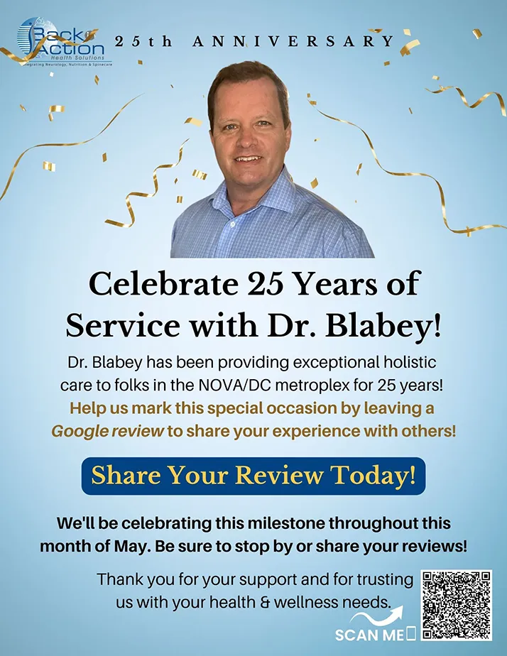 Chiropractor Vienna VA Gary Blabey 25th Anniversary Promo